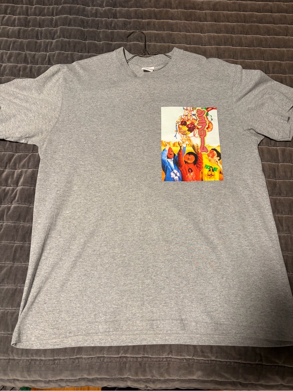 Supreme Grey Short Sleeve Tee with Multicolor Graphic